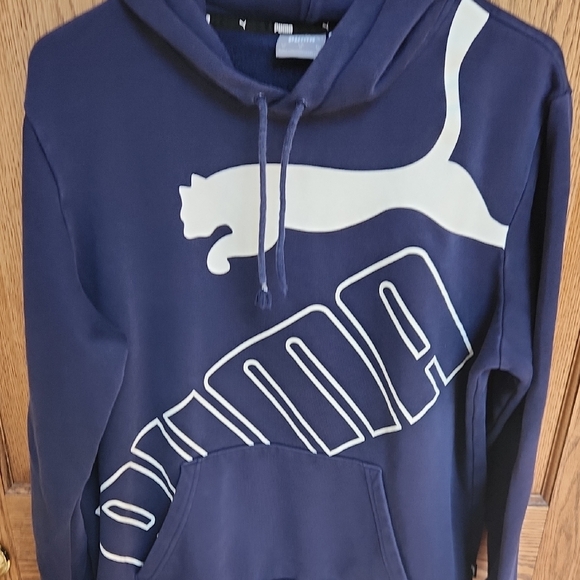 Puma Navy Hoodie with Bold White Logo - Picture 3 of 5
